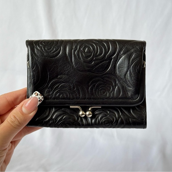 Brighton Handbags - Vintage Brighton “Sugarshine Med Wallet” Chic Black Floral Embossed Wallet